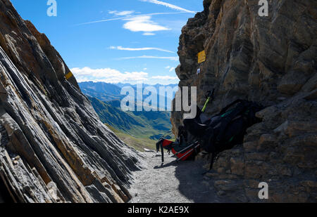 Blick vom Pass Col de Malatra zu den Italienischen Alpen Stockfoto