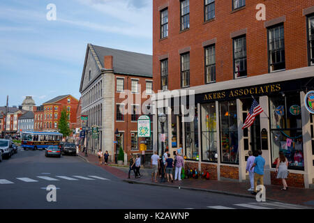 USA Maine ICH Portland Fore Street in der Altstadt von Downtown Portland City Geschäfte und Restaurants Stockfoto