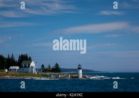 USA Maine ICH Port Clyde - Marshall Point Lighthouse vom Wasser aus gesehen Stockfoto