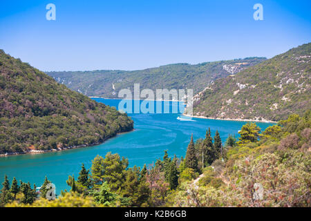 Luftaufnahme der Lim Bucht in Kroatien Stockfoto