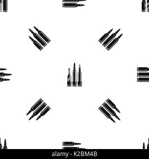 Bullet Munition Muster nahtlose Schwarz Stock Vektor