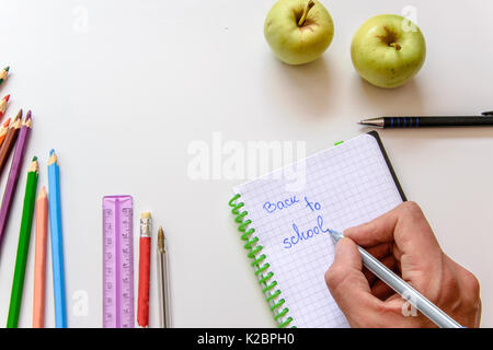 Schreiben ' Zurück in der Schule' Stockfoto