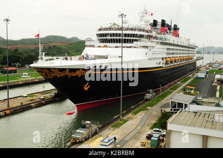 Große Kreuzfahrtschiffe, die durch den Panamakanal, Panama. Mai 2008. Alle nicht-redaktionelle Verwendungen muß einzeln beendet werden. Stockfoto