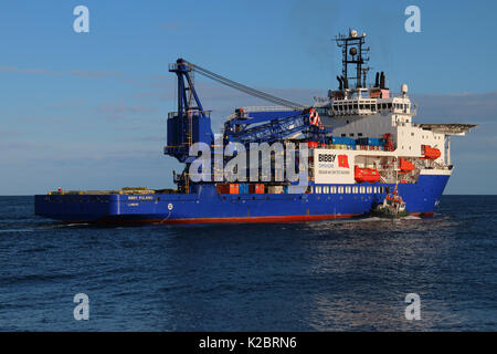 Pilotprojekt in Anwesenheit mit Dive Unterstützung Schiff "bibby Polaris' am Hafen Peterhead, Oktober 2014. Alle nicht-redaktionelle Verwendungen muß einzeln beendet werden. Stockfoto