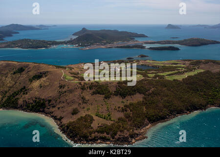 Luftaufnahme von Dent Island und Hamilton Island, Cairns, Queensland, Australien. November 2012. Stockfoto