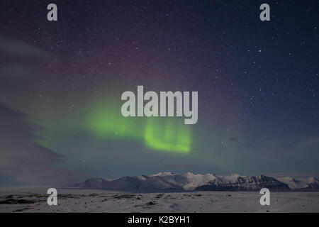 Aurora borealis über Hellrafjall, South East Island, August 2013. Stockfoto