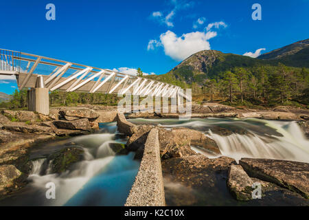 Likhole Wasserfall. Gaularfjellet, Norwegen. Stockfoto