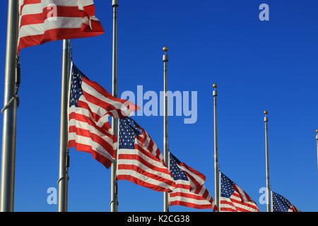 US-Flagge mit dem blauen Himmel Stockfoto