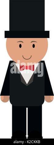 Man cartoon tragen Anzug mit Hut icon image Vector Illustration Design Stock Vektor