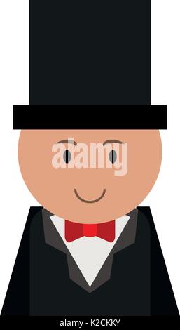 Man cartoon tragen Anzug mit Hut icon image Vector Illustration Design Stock Vektor