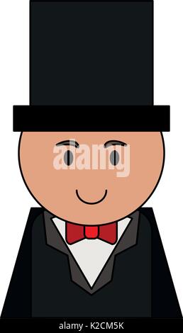 Man cartoon tragen Anzug mit Hut icon image Vector Illustration Design Stock Vektor