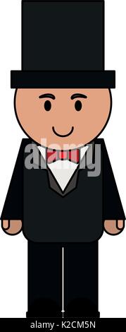 Man cartoon tragen Anzug mit Hut icon image Vector Illustration Design Stock Vektor