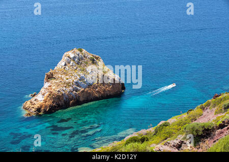 Spaggia di Masua Strand und Pan di Zucchero, Costa Verde, Sardinien, Italien. Stockfoto