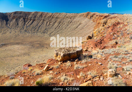 Blick über Meteor/Barringer-krater, Winslow, Arizona, USA, Februar 2015. Stockfoto