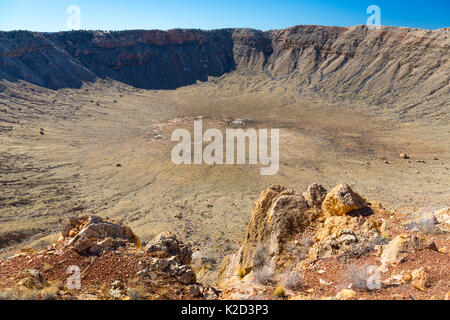 Blick über den Meteor/Barringer-krater, Winslow, Arizona, USA, Februar 2015. Stockfoto
