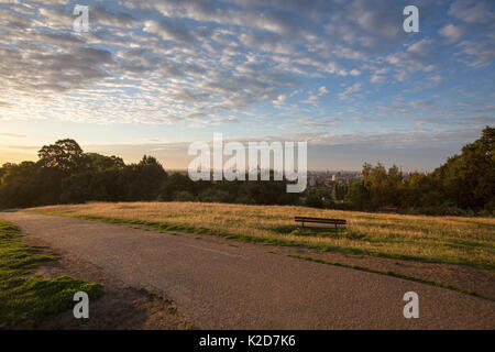 Blick auf die London von Parliament Hill, Hampstead Heath, London, England, UK. August 2014. Stockfoto