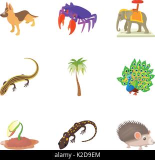 Indische Tier Icons, Cartoon Stil Stock Vektor