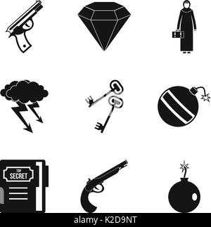 Anti Terror Icons Set, einfachen Stil Stock Vektor