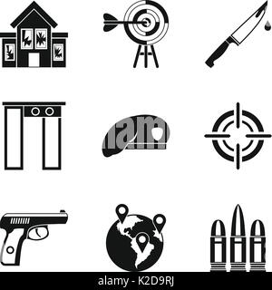 Mobster Symbole gesetzt, einfachen Stil Stock Vektor