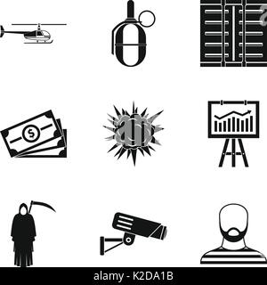 Täter Symbole gesetzt, einfachen Stil Stock Vektor