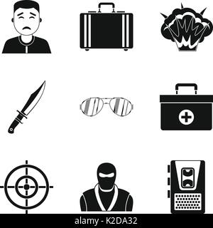 Täter Symbole gesetzt, einfachen Stil Stock Vektor