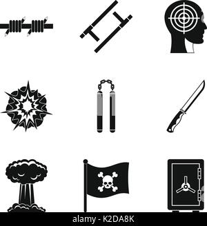 Pirate Symbole gesetzt, einfachen Stil Stock Vektor