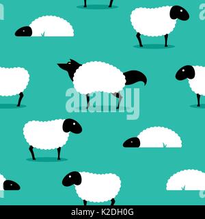 Wolf im Schafspelz nahtlose Hintergrund, Wolf in Sheep Fleece, versteckt in der Herde gekleidet - Vector Illustration Stock Vektor