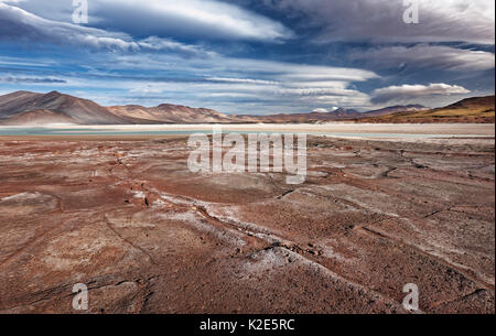 Salzsee Salar de Aguas Calientes, Teil der Salar de Talar, Reserva Nacional Los Flamencos National Reserve Stockfoto