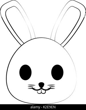 Falt Linie ungefärbt kawaii Kaninchen auf weißem Hintergrund Vector Illustration Stock Vektor