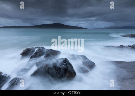 Stürmische Meere über Klang der Taransay, West Harris, Äußere Hebriden, Schottland, UK, September 2014. Stockfoto