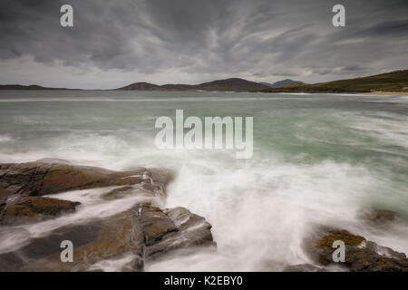 Stürmische Meere über Klang der Taransay, West Harris, Äußere Hebriden, Schottland, UK, September 2014. Stockfoto