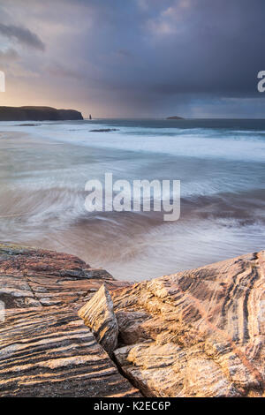 Sandwood Bay in stürmischen Licht, Sutherland, Schottland, UK, Dezember 2014. Stockfoto