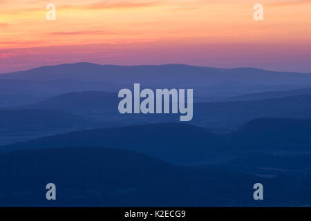 Sonnenaufgang über Abernethy Wald, Cairngorms National Park, Schottland, UK, Mai 2016. Stockfoto