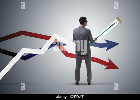 Unternehmer Zeichnen von Diagrammen in Prognosen Konzept Stockfoto