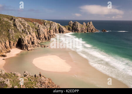 Blick über pedn Vounder Strand, Lands End, West Cornwall, England, Großbritannien. September 2015. Stockfoto