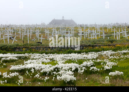 Grönländisch Friedhof, Nuuk, Grönland, Juli 2016. Stockfoto
