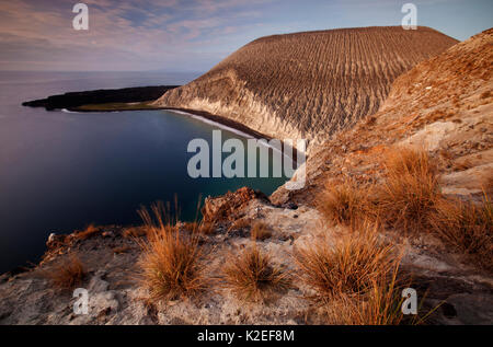 Barcena Vulkan und die Küste, San Benedicto Island, Revillagigedo Archipel Biosphärenreservat/Inselgruppe de Revillagigedo UNESCO Weltnaturerbe (Socorro Inseln), Pazifischer Ozean, Western Mexiko, März Stockfoto