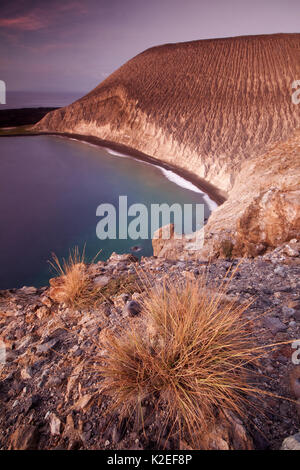 Barcena Vulkan und die Küste, San Benedicto Island, Revillagigedo Archipel Biosphärenreservat/Inselgruppe de Revillagigedo UNESCO Weltnaturerbe (Socorro Inseln), Pazifischer Ozean, Western Mexiko, März Stockfoto