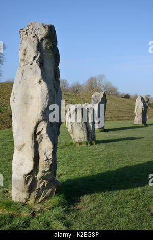 Jungsteinzeit Megalithen, Steinkreis von Avebury, Wiltshire, UK, Februar 2014. Stockfoto