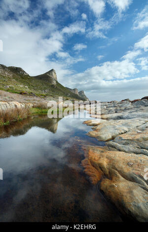 Kap der Guten Hoffnung am schwarzen Felsen, Cape Point, Südafrika, Dezember 2014. Stockfoto