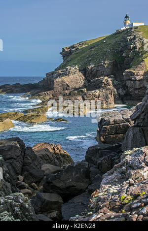 Die Stoer Head Lighthouse am Point of Stoer in Sutherland, Scottish Highlands, Schottland, UK, September 2016 Stockfoto