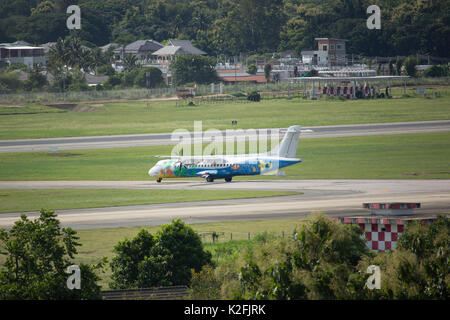 CHIANG MAI, THAILAND - 23. AUGUST 2017: HS-PGA ATR 72-200 von Bangkok Airway. Flug Flughafen Chiangmai und Mae Hong Son. Stockfoto