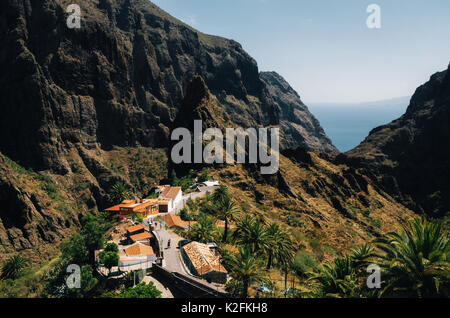 Masca Dorf auf dem Felsen in Teneriffa, Kanarische Inseln, Spanien. Sehenswürdigkeit Stockfoto