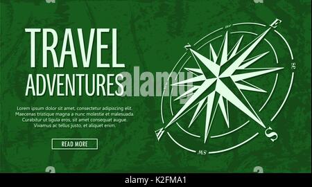 Grunge Banner mit Windrose Stock Vektor