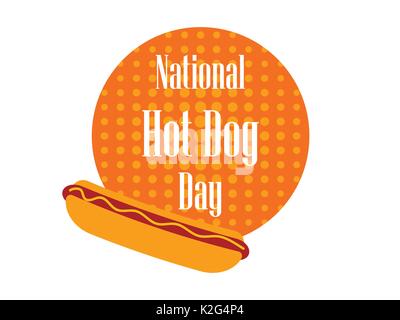 Nationalen Tag Hot Dog. Fast food auf einer gepunkteten Hintergrund im Stil der Pop Art Vector Illustration Stock Vektor