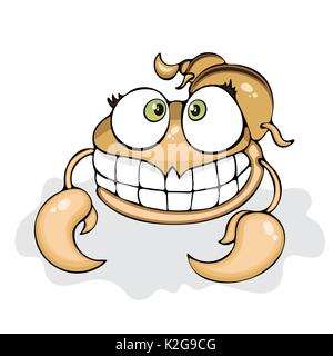 Cartoon lustig Scorpion, lackiert Charakter, auf weißem Hintergrund, Vektor hand Zeichnung Stock Vektor