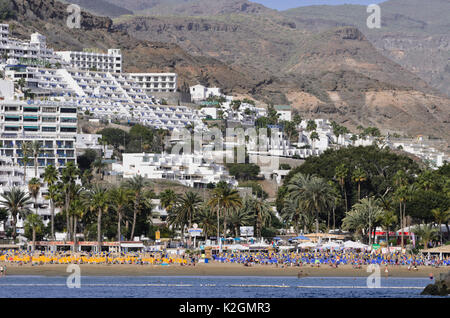 Hanglage mit Hotels und Feriendörfer, Puerto Rico, Gran Canaria, Spanien Stockfoto