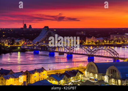 Landschaft der Stadt von der Spitze der Lettischen Akademie der Wissenschaften, Riga, Lettland Stockfoto