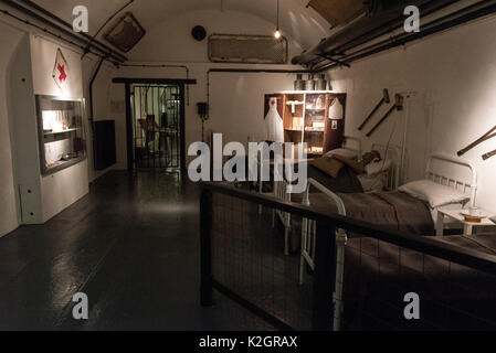 Die Krankenstation im Jersey War Tunnels - German Underground Hospital in Jersey, Channel Islands, Großbritannien Stockfoto