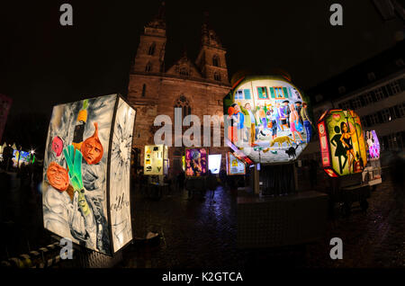 Laterne Ausstellung auf dem Münsterplatz, Karneval, Universitätsspital Basel, Schweiz Stockfoto